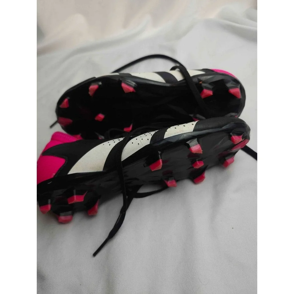 Adidas Predator Accuracy.3 FG Soccer Cleats Youth 1 Black Pink Athletic Shoes